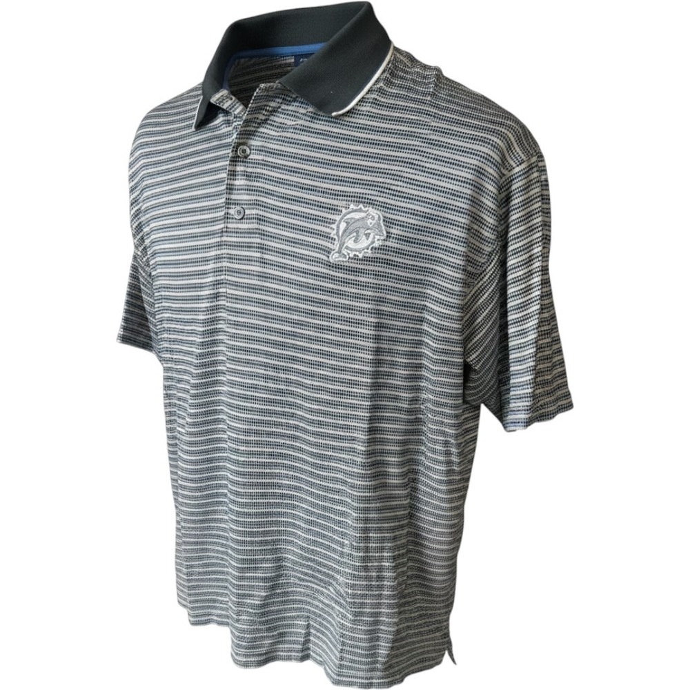 Greg Norman Miami Dolphins Polo Shirt‎ Mens Cotton Navy Grey Embroidered Large
